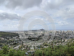 Aerial view of Diamondhead, Kapiolani Park, Waikiki, Ala Wai Can