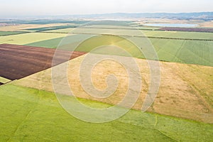 Aerial view of different agriculture fields