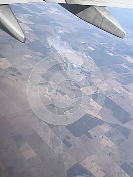 aerial view of the different planted fields. Patchwork