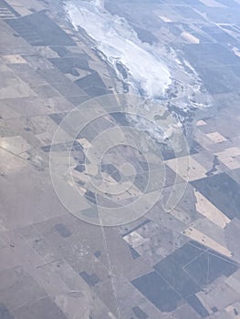 aerial view of the different planted fields. Patchwork