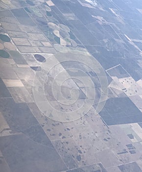 aerial view of the different planted fields. Patchwork