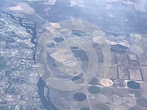 aerial view of the different planted fields. Patchwork