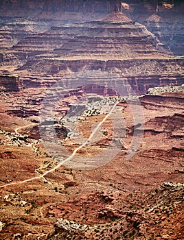 Aerial view of a dirt road, USA.