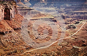 Aerial view of a dirt road, USA.