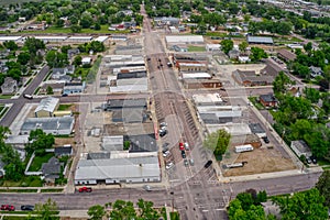 Aerial View of the Distant Sioux Falls Suburb of Lennox, South Dakota