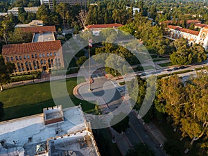 Aerial View of Diverse University Architecture with Red-Brick Buildings and Domed Library