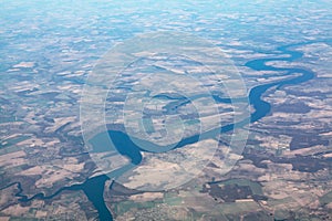 Aerial view of Dnister River in Ukraine photo