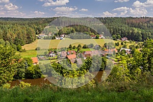 Aerial view of Dobronice u Bechyne village, Czech Republ