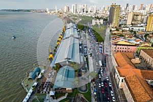 Aerial View of Docks Station and Belem City Skyline