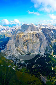 Aerial view in Dolomites