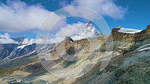 Aerial view of Dolomites mountains in Italy