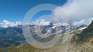 Aerial view of Dolomites mountains in Italy