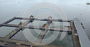 Aerial view of dolphinarium in ocean