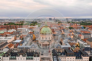 Aerial view of the Dome of Frederik`s Church in Copenhagen