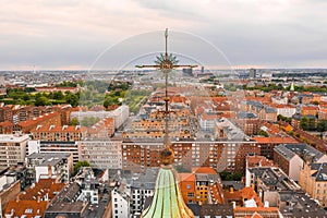 Aerial view of the Dome of Frederik`s Church in Copenhagen