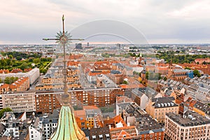 Aerial view of the Dome of Frederik`s Church in Copenhagen