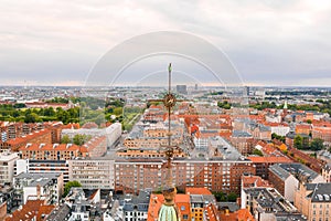 Aerial view of the Dome of Frederik`s Church in Copenhagen