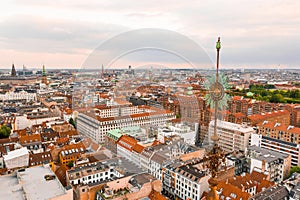 Aerial view of the Dome of Frederik`s Church in Copenhagen