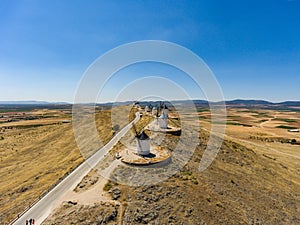 Aerial view of Don Quixote windmills. Molino Rucio Consuegra in the center of Spain