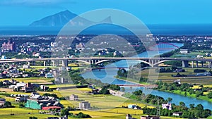 Aerial view of Dongshan River in Yilan,Taiwan