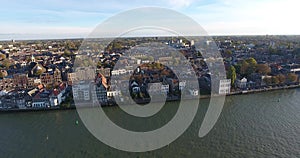 Aerial view of Dordrecht city, around of river