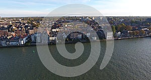 Aerial view of Dordrecht city, around of river