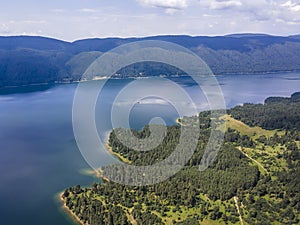 Aerial view of Dospat Reservoir, Bulgaria