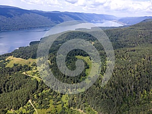 Aerial view of Dospat Reservoir, Bulgaria