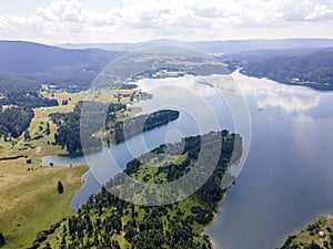 Aerial view of Dospat Reservoir, Bulgaria