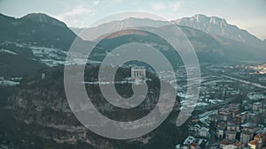 Aerial view of Doss Trento, a major historic landmark of Trento, Italy