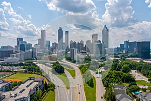 Aerial view of Atlanta, Georgia in May 2023