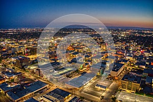 Aerial View of Downtown Bakersfield, California Skyline