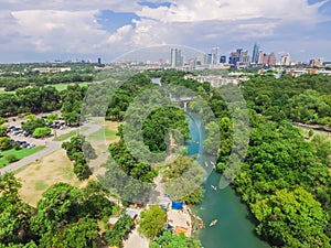 Top view Austin downtown from Barton Creek Greenbelt photo