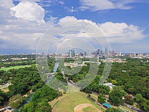 Top view Austin downtown from Barton Creek Greenbelt