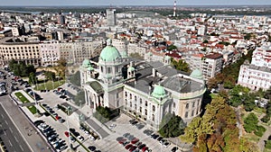 Aerial View in Downtown Belgrade, Serbia on Sunny summer Day