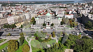 Aerial View in Downtown Belgrade, Serbia on Sunny summer Day