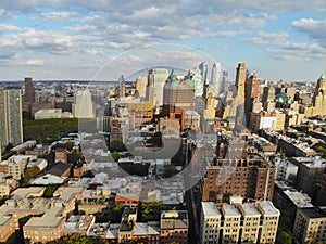 Aerial view of downtown Brooklyn with Traditional building in Brooklyn Heights. New York City. USA