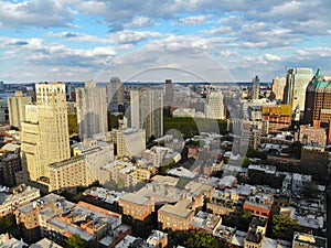 Aerial view of downtown Brooklyn with Traditional building in Brooklyn Heights. New York City. USA