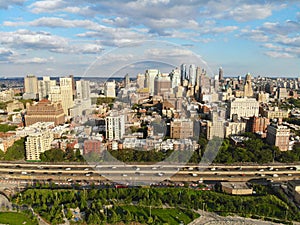 Aerial view of downtown Brooklyn with Traditional building in Brooklyn Heights. New York City. USA