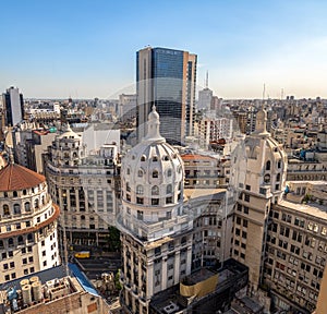 Aerial view of downtown Buenos AIres and Bencich Building Dome - Buenos Aires, Argentina photo