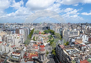 Aerial view of Downtown Buenos Aires and Plaza Congreso - Buenos Aires, Argentina