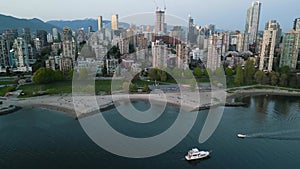 Aerial view on downtown and False Creek in Vancouver