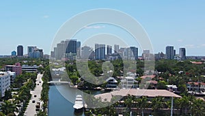 Aerial View of Downtown Fort Lauderdale, Florida USA. Central Buildings, Traffic