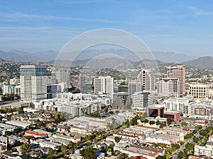 Aerial view of downtown Glendale, city in Los Angeles