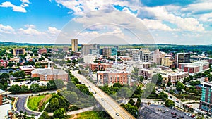 Aerial View of Downtown Greenville, South Carolina Skyline