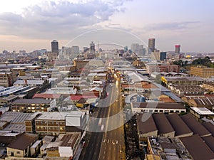 Aerial view of downtown of Johannesburg, South Africa