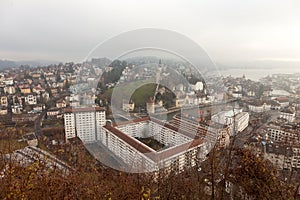 Aerial view of downtown Luzern, Switzerland.
