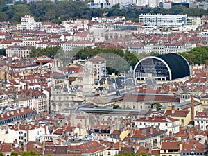 Aerial view of downtown Lyon France