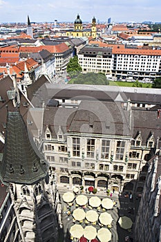 Aerial view of downtown and Neues Rathaus