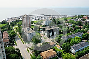 Aerial view of the downtown of Oakville, Ontario, Canada